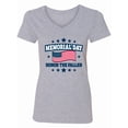 thumbnail image 1 of Inktastic Memorial Day Honor the Fallen with American Flag Women's V-Neck T-Shirt, 1 of 5