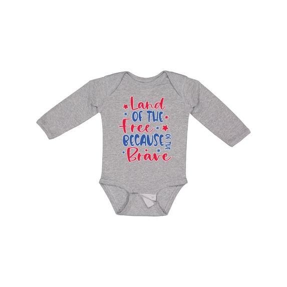 Inktastic Memorial Day Land of The Free Because of The Brave Boys or Girls Long Sleeve Baby Bodysuit