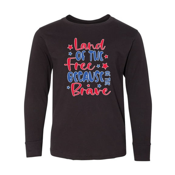Inktastic Memorial Day Land of The Free Because of The Brave Long Sleeve Youth T-Shirt