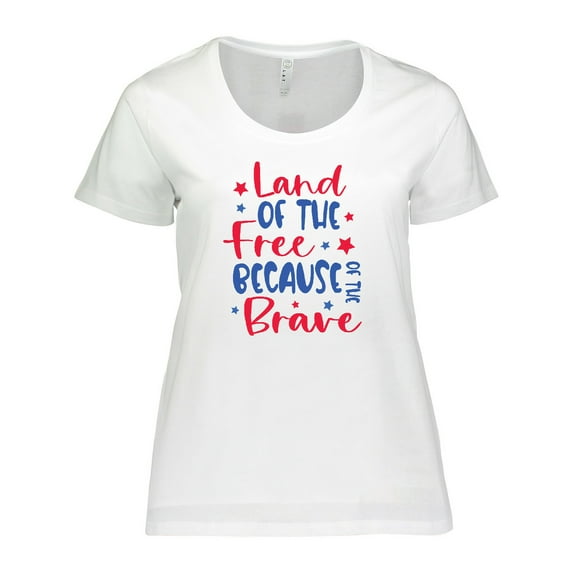 Inktastic Memorial Day Land of the Free Because of the Brave Women's Plus Size T-Shirt