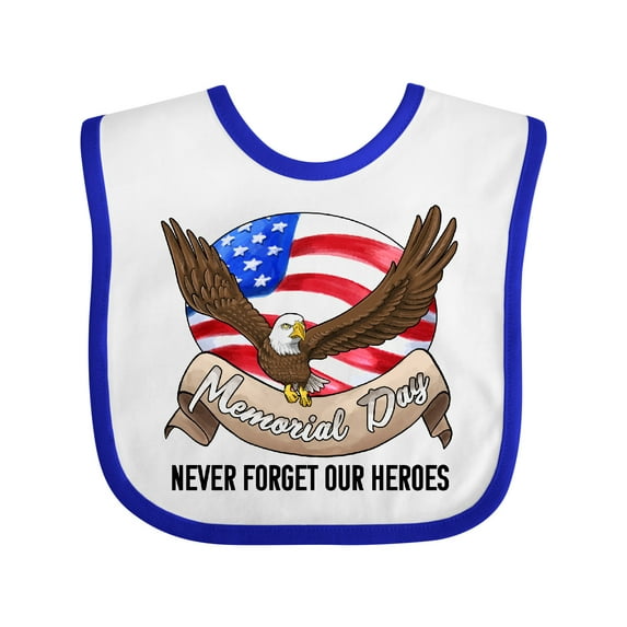 Inktastic Memorial Day- Never Forget Our Heroes- Bald Eagle Boys or Girls Baby Bib