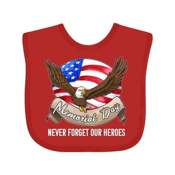 Inktastic Memorial Day- Never Forget Our Heroes- Bald Eagle Boys or Girls Baby Bib