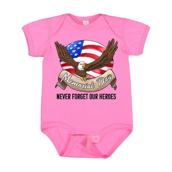 Inktastic Memorial Day- Never Forget Our Heroes- Bald Eagle Boys or Girls Baby Bodysuit