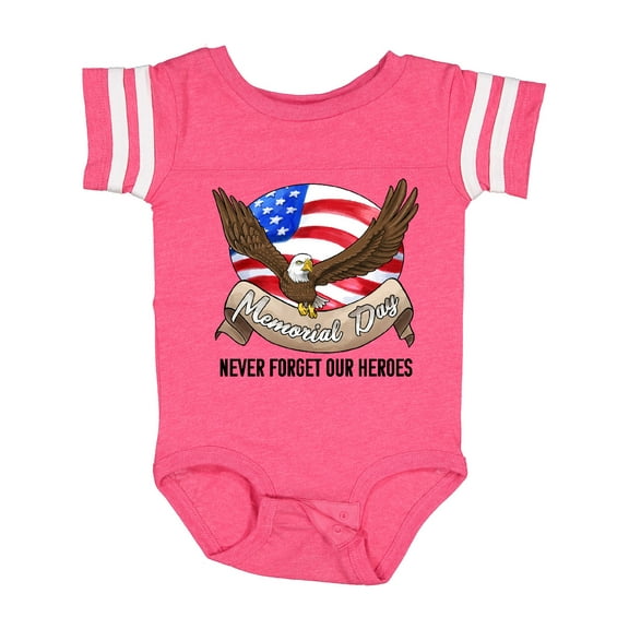 Inktastic Memorial Day- Never Forget Our Heroes- Bald Eagle Boys or Girls Baby Bodysuit