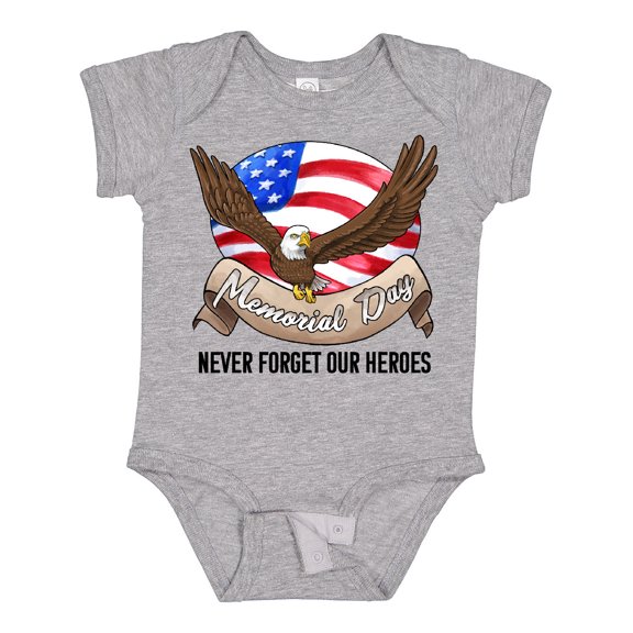 Inktastic Memorial Day- Never Forget Our Heroes- Bald Eagle Boys or Girls Baby Bodysuit