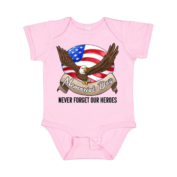 Inktastic Memorial Day- Never Forget Our Heroes- Bald Eagle Boys or Girls Baby Bodysuit