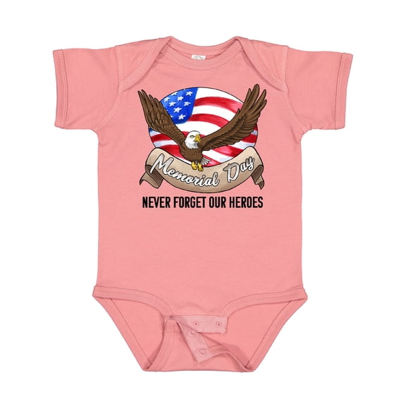 Inktastic Memorial Day- Never Forget Our Heroes- Bald Eagle Boys or Girls Baby Bodysuit