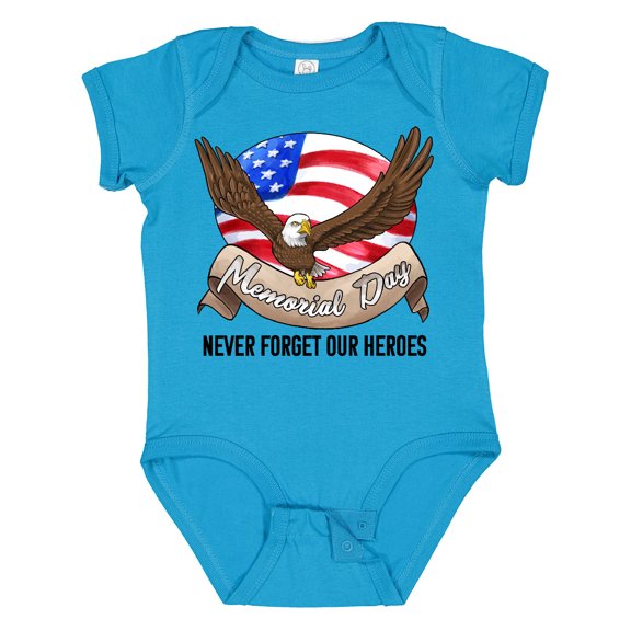 Inktastic Memorial Day- Never Forget Our Heroes- Bald Eagle Boys or Girls Baby Bodysuit