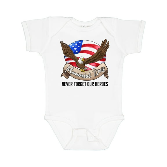 Inktastic Memorial Day- Never Forget Our Heroes- Bald Eagle Boys or Girls Baby Bodysuit