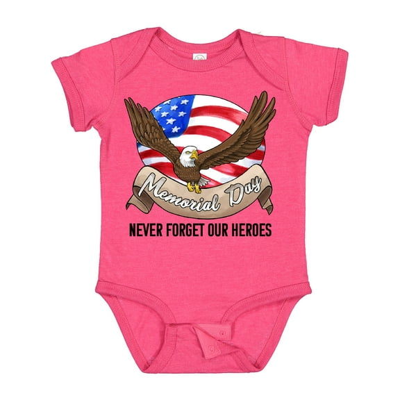 Inktastic Memorial Day- Never Forget Our Heroes- Bald Eagle Boys or Girls Baby Bodysuit