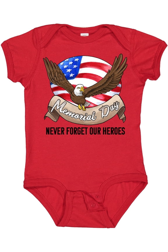 Memorial Day- Never Forget Our Heroes- Bald Eagle Boys or Girls Baby Bodysuit