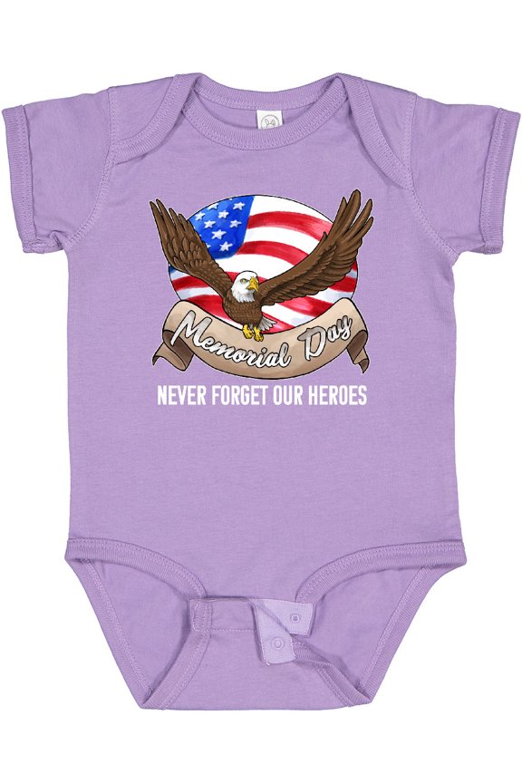 Memorial Day- Never Forget Our Heroes- Bald Eagle Boys or Girls Baby Bodysuit