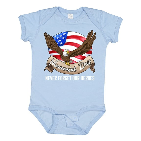 Inktastic Memorial Day- Never Forget Our Heroes- Bald Eagle Boys or Girls Baby Bodysuit