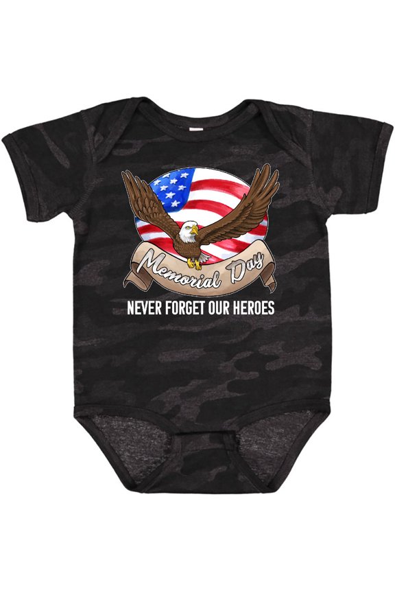 Memorial Day- Never Forget Our Heroes- Bald Eagle Boys or Girls Baby Bodysuit
