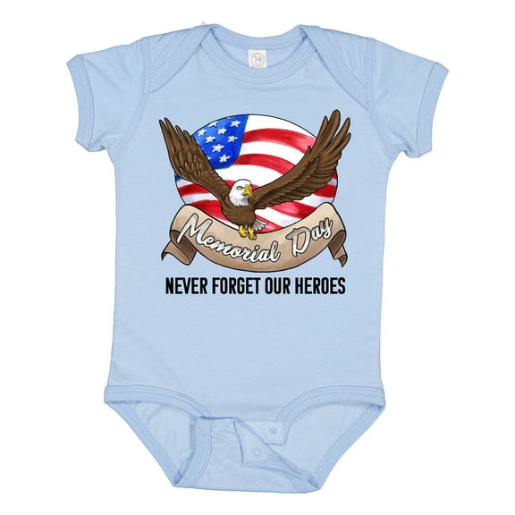 Inktastic Memorial Day- Never Forget Our Heroes- Bald Eagle Boys or Girls Baby Bodysuit