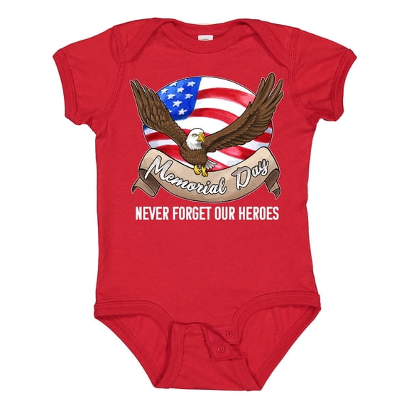 Inktastic Memorial Day- Never Forget Our Heroes- Bald Eagle Boys or Girls Baby Bodysuit