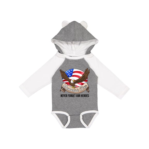 Inktastic Memorial Day- Never Forget Our Heroes- Bald Eagle Boys or Girls Long Sleeve Baby Bodysuit