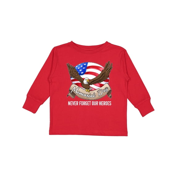 Inktastic Memorial Day- Never Forget Our Heroes- Bald Eagle Boys or Girls Long Sleeve Toddler T-Shirt