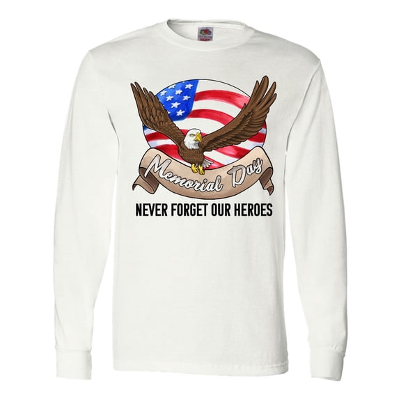 Inktastic Memorial Day- Never Forget Our Heroes- Bald Eagle Long Sleeve T-Shirt