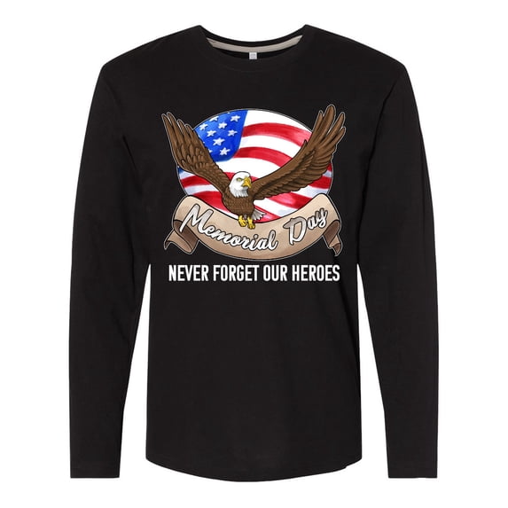 Inktastic Memorial Day- Never Forget Our Heroes- Bald Eagle Long Sleeve T-Shirt