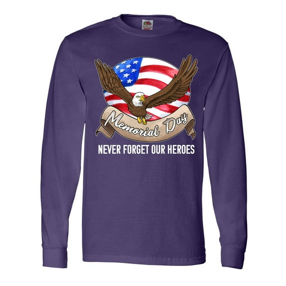 Inktastic Memorial Day- Never Forget Our Heroes- Bald Eagle Long Sleeve T-Shirt