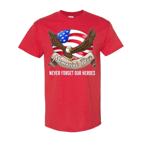 Inktastic Memorial Day Never Forget Our Heroes Bald Eagle T-Shirt