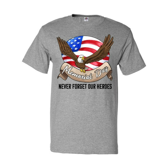 Inktastic Memorial Day Never Forget Our Heroes Bald Eagle T-Shirt