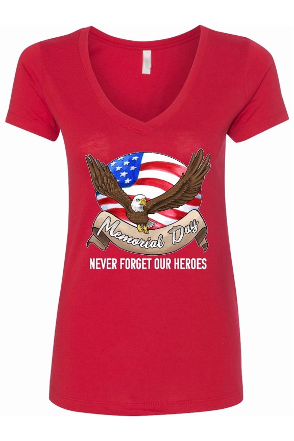Memorial Day Never Forget Our Heroes Bald Eagle Women's V-Neck T-Shirt