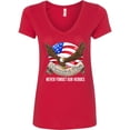 thumbnail image 1 of Inktastic Memorial Day Never Forget Our Heroes Bald Eagle Women's V-Neck T-Shirt, 1 of 5