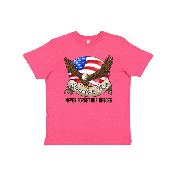Inktastic Memorial Day- Never Forget Our Heroes- Bald Eagle Youth T-Shirt