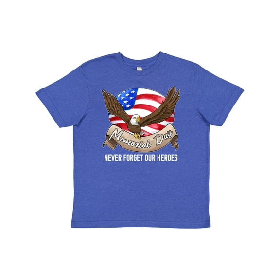 Inktastic Memorial Day Never Forget Our Heroes Bald Eagle Youth T-Shirt
