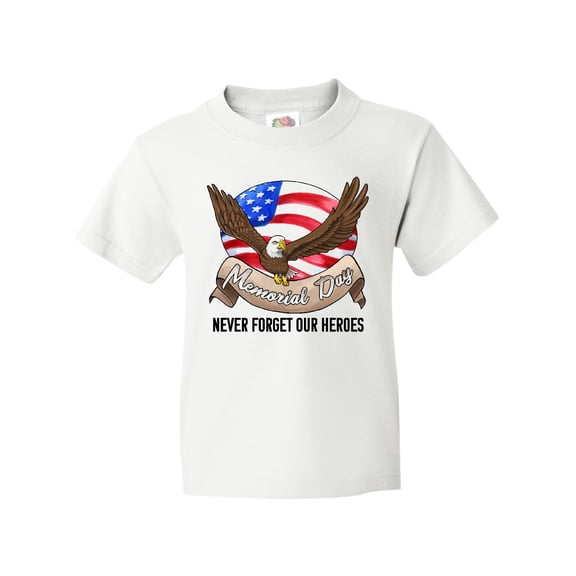 Inktastic Memorial Day- Never Forget Our Heroes- Bald Eagle Youth T-Shirt