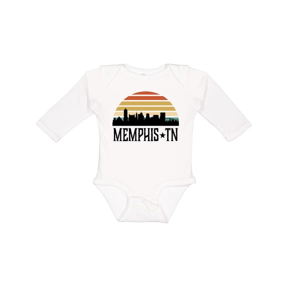 Inktastic Memphis Tennessee Skyline Retro Sunset Boys or Girls Long Sleeve Baby Bodysuit