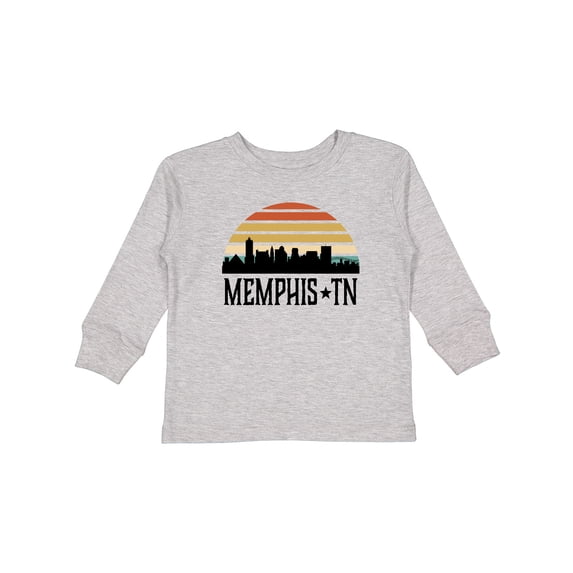 Inktastic Memphis Tennessee Skyline Retro Sunset Boys or Girls Long Sleeve Toddler T-Shirt