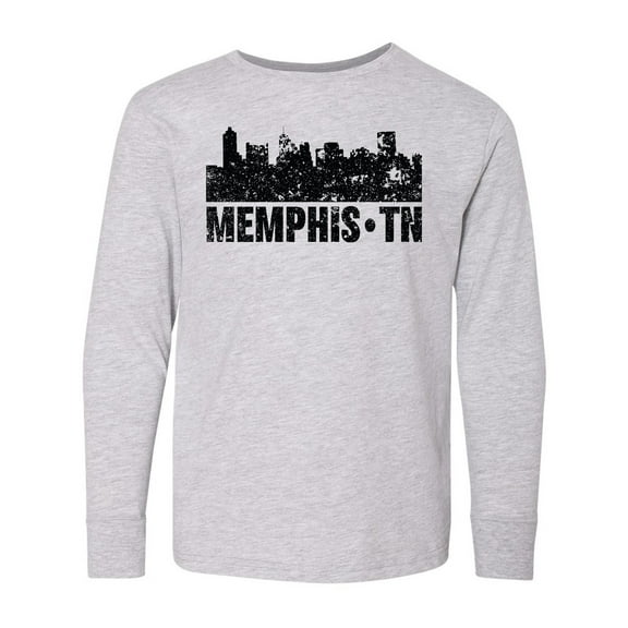 Inktastic Memphis city Skyline with Grunge Long Sleeve Youth T-Shirt
