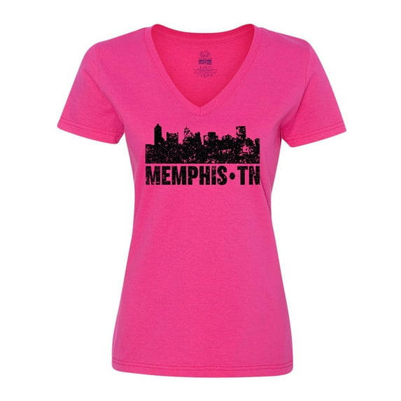 Inktastic Memphis city Skyline with Grunge Women's V-Neck T-Shirt