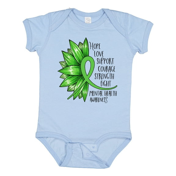 Inktastic Mental Health Awareness Green Sunflower Ribbon Boys or Girls Baby Bodysuit