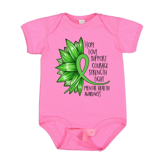 Inktastic Mental Health Awareness Green Sunflower Ribbon Boys or Girls Baby Bodysuit