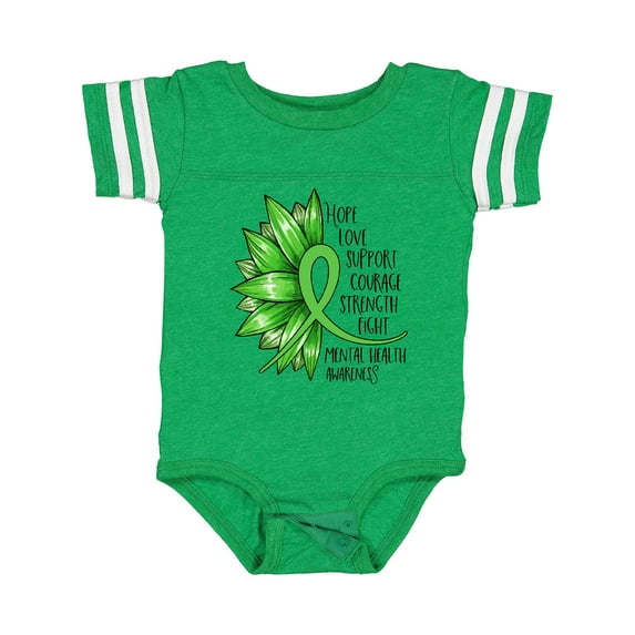 Inktastic Mental Health Awareness Green Sunflower Ribbon Boys or Girls Baby Bodysuit