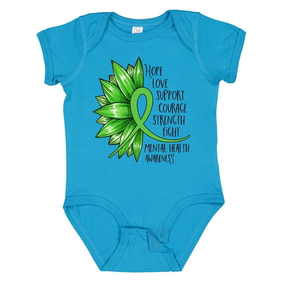 Inktastic Mental Health Awareness Green Sunflower Ribbon Boys or Girls Baby Bodysuit