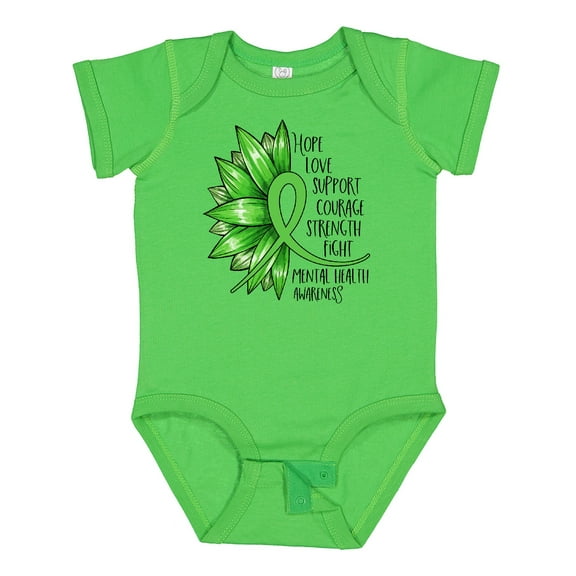 Inktastic Mental Health Awareness Green Sunflower Ribbon Boys or Girls Baby Bodysuit