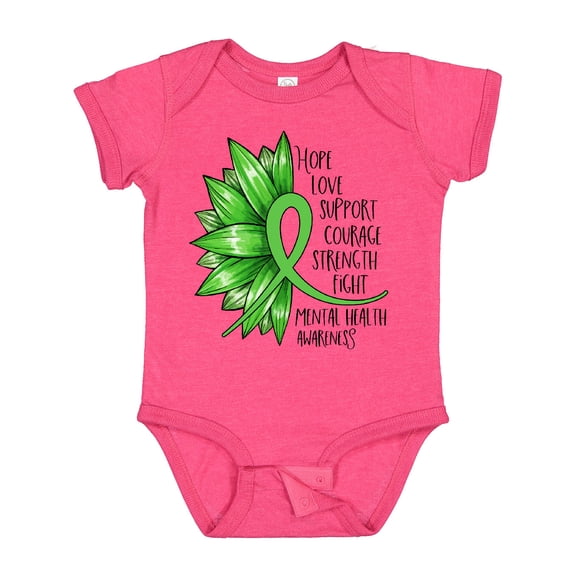 Inktastic Mental Health Awareness Green Sunflower Ribbon Boys or Girls Baby Bodysuit