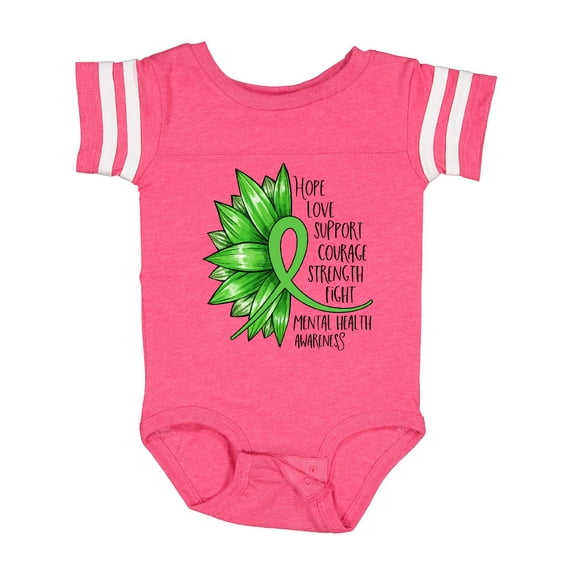 Inktastic Mental Health Awareness Green Sunflower Ribbon Boys or Girls Baby Bodysuit