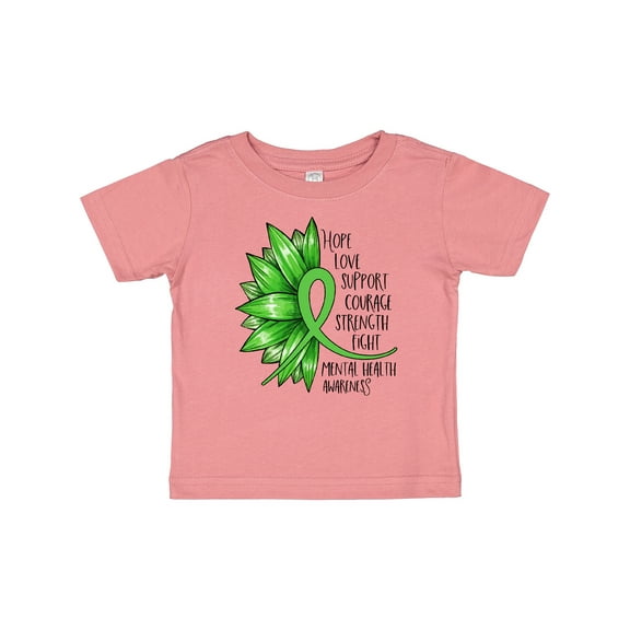 Inktastic Mental Health Awareness Green Sunflower Ribbon Boys or Girls Baby T-Shirt