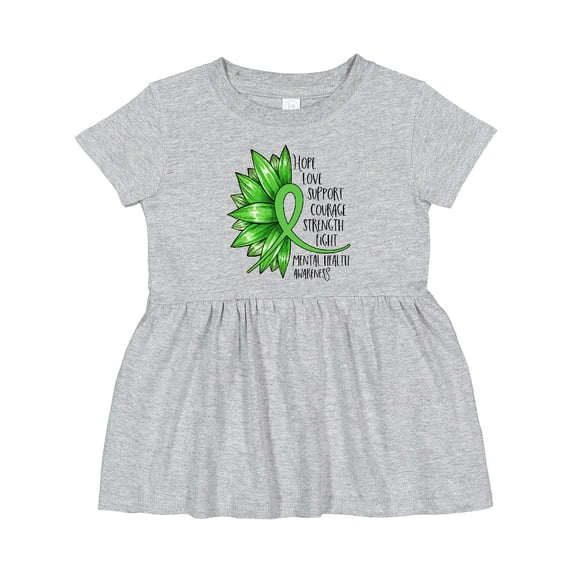 Inktastic Mental Health Awareness Green Sunflower Ribbon Girls Baby Dress