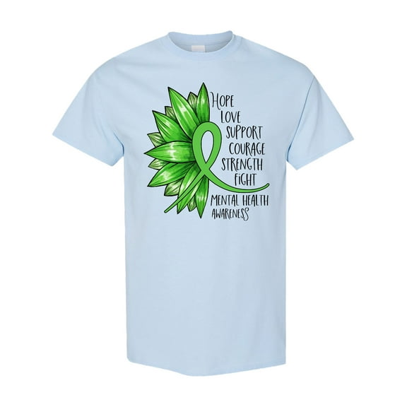 Inktastic Mental Health Awareness Green Sunflower Ribbon T-Shirt