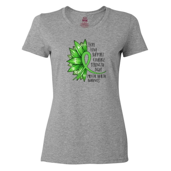 Inktastic Mental Health Awareness Green Sunflower Ribbon Women's T-Shirt