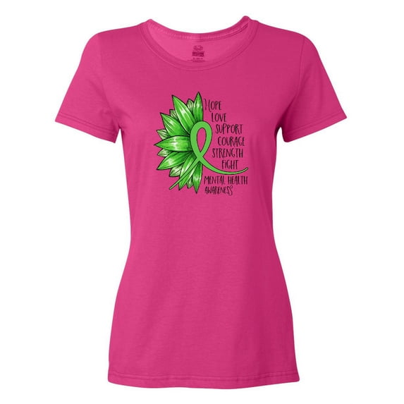 Inktastic Mental Health Awareness Green Sunflower Ribbon Women's T-Shirt