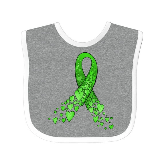 Inktastic Mental Health Awareness Ribbon with Green Hearts Boys or Girls Baby Bib