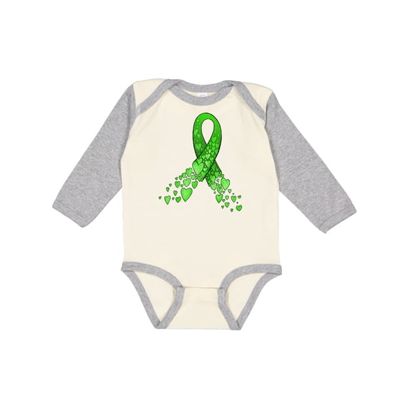 Inktastic Mental Health Awareness Ribbon with Green Hearts Boys or Girls Long Sleeve Baby Bodysuit